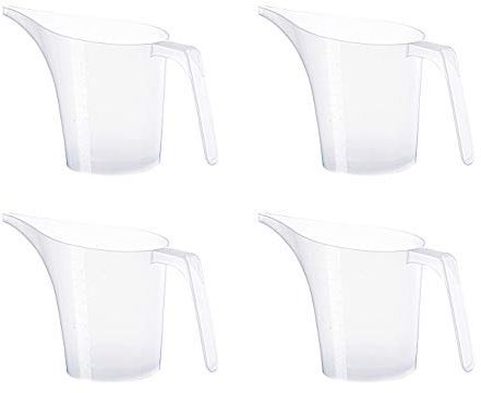 Lot de 4 entonnoirs en plastique avec bec long pour la fabrication de savon - Pichet doseur pour moules de cuisson, crêpes, pâtes, muffins, gâteaux, savons - 1000 ml