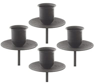 Pommerntraum ® | 4ER Set! Adventskranzstecker - Kerzenstecker für Kerzen, Haushaltskerzen + unsere Teelichtaufsätze oder Windlichtaufsätze (schwarz)