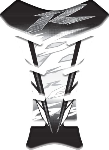 PARASERBATOIO ADESIVO RESINATO EFFETTO 3D compatibile con Yamaha Yzf R6 YzfR6 (Bianco)