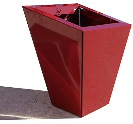 InterLock Pot de Fleurs en Aluminium-Composite, Couleur (Bordeaux Brillant), Pan coupé évasé, Dimensions au Sol 20x20 cm Hauteur 50-45-40 cm Fabrication française by