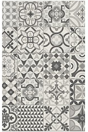 Tadi & Imperio1979 Alfombra vinílica hidráulica de baldosas Multicolor para Cocina, Pasillo, Aseo, dormitorios con revés PVC Antideslizante.