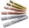 JEFFNIUB Feutre Acrylique Doré et Argenté et Rose Doré, Marqueur Acrylique Pointe Large 2-3mm, 6 Stylos de Peinture sur Verre, Bois, Galet, Textile Feutre Permanent Métallique
