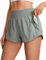 CRZ YOGA Damen High Waist Running Shorts Gym Sporthose Mesh Innenhose Schnelltrocknend Kurz Hose mit Zip Tasche - 6.4cm Sterling 42