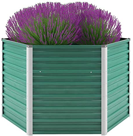 XIAOGUANG Garten-Hochbeet, Pflanzkübel, Kräuterbeet, Hochbeete-kit, Schneckenzaun, Pflanztrog, Pflanzgefäße, Pflanzfolie Für Hochbeet,Teichbecken, Verzinkter Stahl 129x129x77 cm Grün