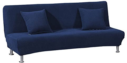 Sofabezug ohne armlehnen Stretch Armlose sofaüberwurf Sofahusse Ohne Armlehne 3 sitzer Sofa Abdeckung Schlafsofa bezug Marine, kein Kissenbezug