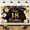 18 Años Decoración Fiesta de Cumpleaños 18 Pancarta Feliz Cumpleaños, Photocall 18 Cumpleaños 180 x 110 cm Fondo Cumpleaños, Extra Grande Oro Negro Cartel Decoración 18 Aniversario para Niños Niñas
