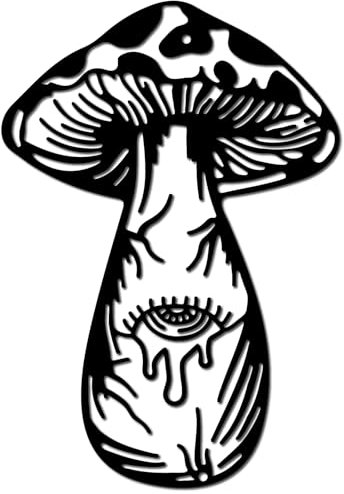 CREATCABIN Pilz Metall Wandkunst Gott Auge Schwarz Wandbehang Dekor Eisen Wandkunst Silhouette Skulptur Dekoration Schild Minimalistisches Ornament Für Garten Zuhause Balkon Küche Innen Außen 30x20cm