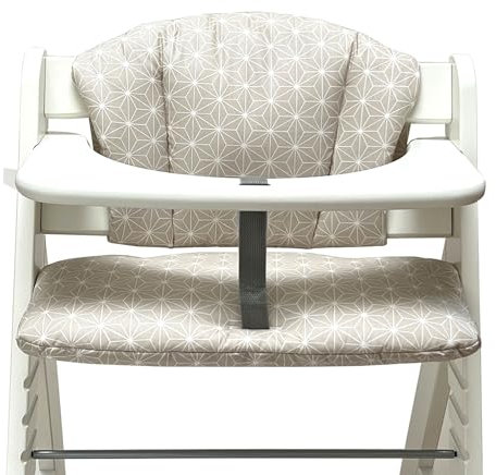 Blausberg Baby - Sitzkissen Set für Hauck Alpha, Beta Polster Zubehör für Hochstuhl - 2-teilige Sitzauflage 100% Baumwolle, Oeko-TEX Standard 100 - Made in Germany (Happy Star Beige)