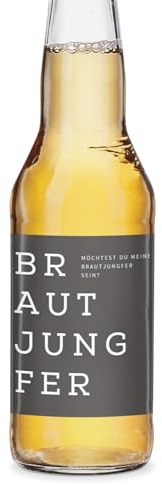 Flaschenetikett | Geschenk Hochzeit, Geburt | Trauzeuge, Trauzeugin, Patenonkel, Patentante, Brautjungfer (Brautjungfer - dunkel)