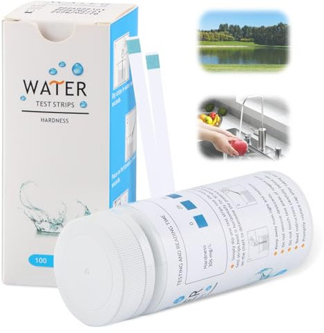Waldspring Wasserhärte Teststreifen, 100 Wasserhärte Messen, Wasserhärte Test, Härtegrad Wasser Messen für Haus, Aquarium, Pool, Tank