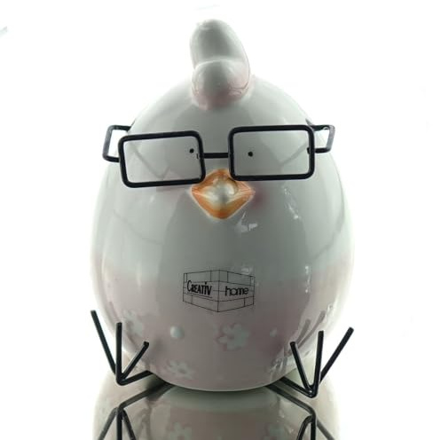 Gasper Oster-Deko Huhn Henriette Weiß & Rosa mit Brille - Keramik, 5024000-10