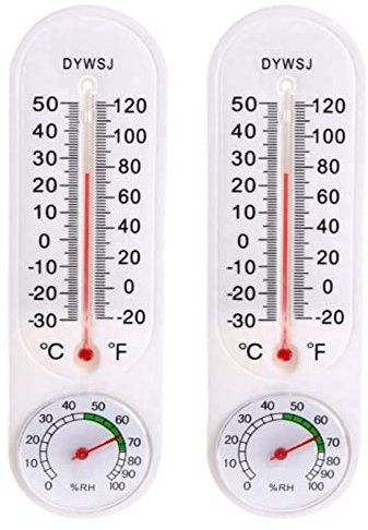 Wandthermometer Indoor Outdoor Garten Gewächshaus Haus Büro Raumheizung 2pc 2ml Grillzange Digital (White, One Size)