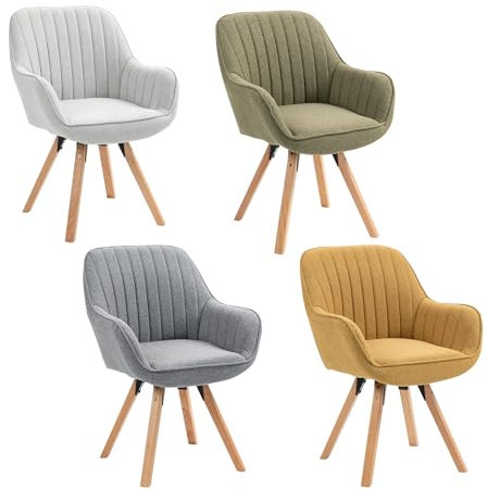 MEUBLE COSY Esszimmerstühle Drehbar 4er Set Küchenstuhl Polsterstuhl Drehstuhl mit Armlehne Sessel Schminkstuhl aus Stoff Massivholzbeine für Esszimmer Wohnzimmer Arbeitszimmer, Bunt
