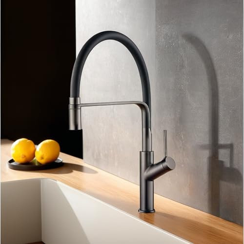 IMEX - Grifo de Cocina Extraible | Grifo Monomando Fregadero | Griferia de Cocina con Mangera Flexible 360º | Serie Sena | Color Black Gun Metal