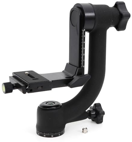 Aluminium Gimbalkopf 360 Grad Panorama Gimbal Stativkopf mit Schnellspannerplatte für Teleobjektiv DSLR Kamera