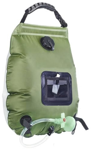 HOUSEEN Tragbare Solardusche für Camping, 20 l, solarbetriebene Camp-Duschtasche mit umschaltbarem Duschkopf und abnehmbarem Schlauch für Camping, Rucksackreisen, Wohnmobil-Reisen