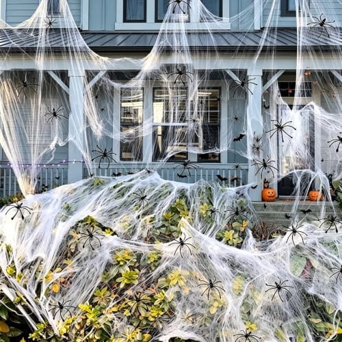 DITK-U Decorazione gigante per ragnatela di Halloween, con 30 ragni finti extra, per decorazione di Halloween, per interni ed esterni, forniture per feste in casa infestata