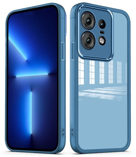 YUXING Transparent Case for Motorola Edge 50 Pro with Camera Lens Protector Soft Ultra Thin Slim Shockproof Bumper Back Cover - Blue