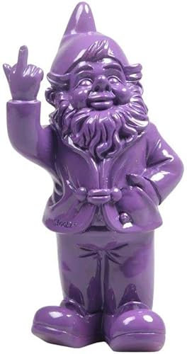 Nain de Jardin en résine Doigt d'honneur 7 x 8 x 20 cm Violet