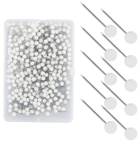 Reißnagel/Pins für Karten, Weiß Map Pins Rundkopf Stecknadeln mit Aufbewahrungsbox mit Kopf 1/8 Zoll Pinnadeln für DIY, 330 Stück