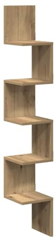 vidaXL Wand-Eckregal Artisan-Eiche 20x20x127,5 cm Holzwerkstoff, Wandregal, Wandablage, Wandeckregal, Eckregal, Hängeregal, Schweberegal, Regal