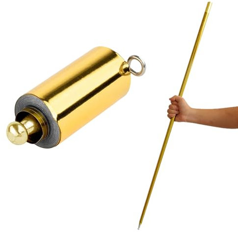 Ulawellor Magischer Zauberstab,Tragbare Ausziehbarer Zauberstab,110 cm Magic Wand Metall,Dehnbarer Metallstab,Gold