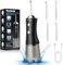 Vexloria Jet Dentaire Hydropulseur Portable 300 ML Water Flosser, Hydropulseur Dentaire Avec 3 Modes de Pression d'eau et 4 Embouts Remplaçables, Irrigateur Dentaire USB Rechargeable et Étanche IPX7