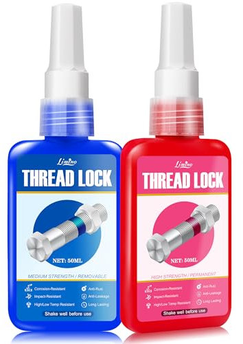 Schraubensicherung - Mittelfest und Hochfest Schraubenkleber für Muttern, Schrauben, Gewindedichtung, Schraubensicherungsmittel für Verhindern von Lockern, Siegel, Antikorrosion (50ml Blau+50ml Rot)