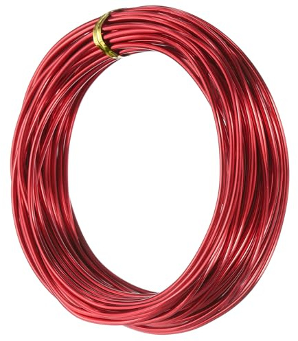 QUARKZMAN 12 Gauge 2mm Aluminiumdraht 32,8 Fuß 10m Metall-Draht Rot | Schmuck Basteldraht, Perlen Armaturendraht, Biegsamer, für DIY Basteln Kränze Herstellung Skulptur Florale Bonsai-Bäume