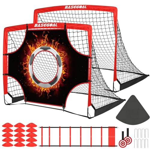 Porta da Calcio [120x90x90cm] Porte da Calcio Giardino Porticine da Calciio con Bullseye, Scala di Agilità, Disco Marcatore, Attrezzatura per l'allenamento del Calciio