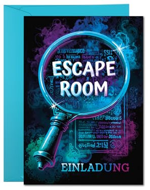 12 Einladungskarten incl. 12 Umschläge Kindergeburtstag Escape Room Mädchen Jungen Jungs coole Einladungen Geburtstag Kinder Jungsgeburtstag Mädchengeburtstag Detektiv Geburtstagseinladungen