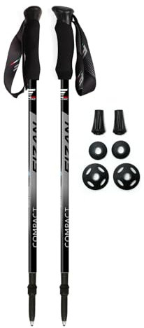 Fizan Kompakte 3 Trekkingstöcke, 158 g, Ultraleicht, für Rucksackreisen, Wanderstöcke, verstellbar, zusammenklappbar, individuelle Passform, Eva-Griffe, Aluminium-Gehstöcke (Compact 3 / Grau)