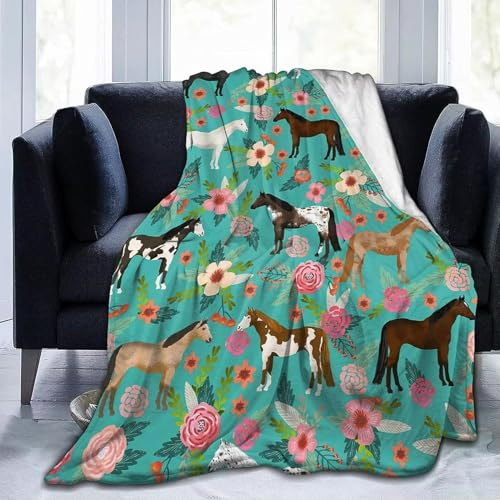 NDXRWDZR Kuscheldecke GrüNes Pferd Kuscheldecke Flauschig als Geschenke für Frauen Männer Extra Weich Warm Decke als Sofaüberwurf Tagesdecke oder Wohnzimmerdecke - 100 x 150 cm