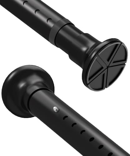 Vorhangstange Ohne Bohren Ausziehbare Teleskopstange Verstellbare Duschvorhang-Spannstange für Schrank Schwarz 115-360cm(Φ32mm)