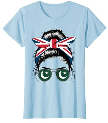 British Pakistani Girl UK Headband Pakistan Flag Sunglasses T-Shirt