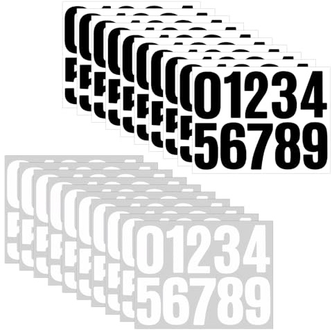 20 Zahlen Aufkleber, 10 schwarze und 10 weiße, wetterfeste Hausnummern, Zahlen 0-9, selbstklebende Aufkleber, Nummernkennzeichnung, geeignet für Briefkastenbeschriftung, Hausnummern
