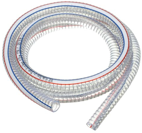 PATIKIL 3/4 / 19mm ID Drahtverstärkter Schlauch 3 Meter PVC Vinyl Saugschlauch Hochdruck Chemikalienbeständig Mit Spiralstahlband Für Wasser Kraftstoff Pulver Abfluss Klar