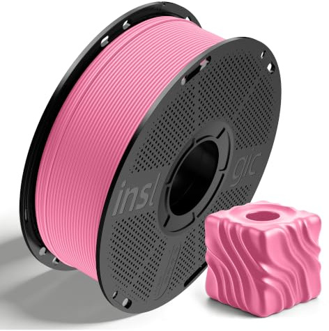 Inslogic Vorgetrocknetes Matte PLA 3D Drucker Filament 1,75 mm, Rosa, 1 kg | Elegantes Matt-Finish, Wenig Stringing, Verdeckte Schichten, Glatte Oberfläche, Geruchsarm, Für FDM-Drucker