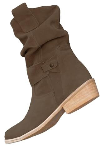 MJGkhiy Stivali Donna Texani Cowboy Boots Con Tacco Bassi Camoscio Stivaletto A Punta Neri Camperos Stivale Chelsea Invernali Western Stivaletti Pelle Stivali Comodi