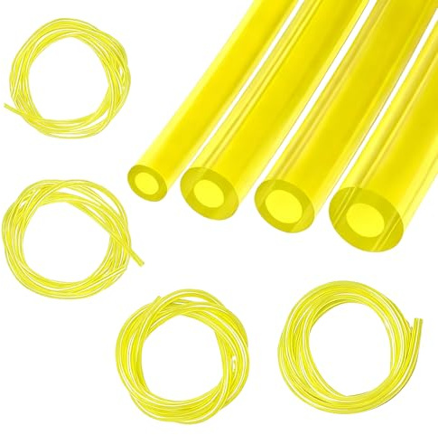 4 Sizes Strimmer Fuel Pipe,Petrol Fuel Hose Tubes,Yellow Fuel Line Kit | Flexible Strimmer Line Hose,Mower Tube Kit,Universal Feed Tubing,Partsfuel Tube for Outdoor,Chainsaws,Lawn Mower,Small Engine