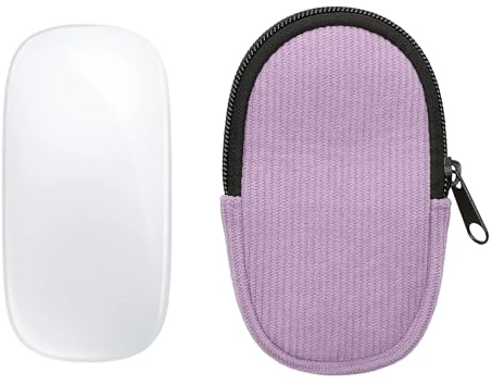 kwmobile Maus Tasche kompatibel mit Apple Magic Mouse 1/2 Hülle - Case für Bluetooth Maus aus robustem Cord und Neopren Stoff - Lavendel