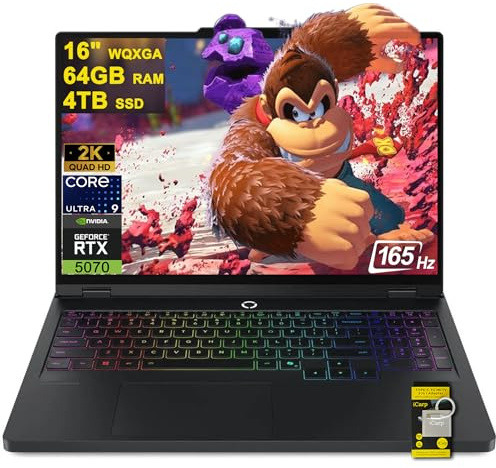 Lenovo Legion Pro 5 Gaming AI Laptop 16 WQXGA 2560x1600 OLED 165Hz Intel 24-core Ultra 9 275HX 64GB RAM 4TB SSD GeForce RTX 5070 DLSS4 (Up to 798 AI Tops) RGB Backlit Harman Wi-Fi7 Win11 ICP Hub