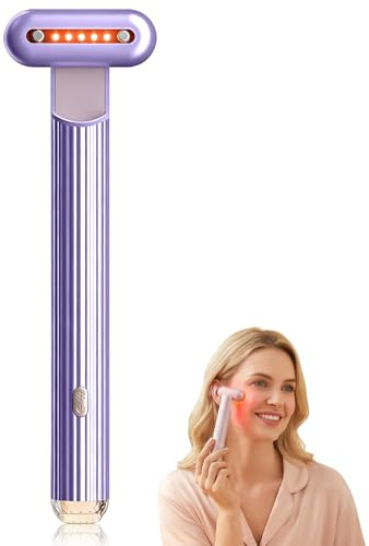 4 in 1 Multifunktions-Augenmassagegerät mit LED-Licht, Vibration, EMS, Thermotherapie, Augen- und Gesichtspflege, Pflegegerät für zu Hause, reduziert effektiv Augenringe/Tränensäcke (C)