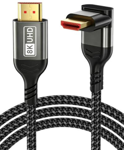 Cavo angolare HDMI 3M, cavo HDMI di 90 gradi, alta velocità HDMI 2.1 48Gbps