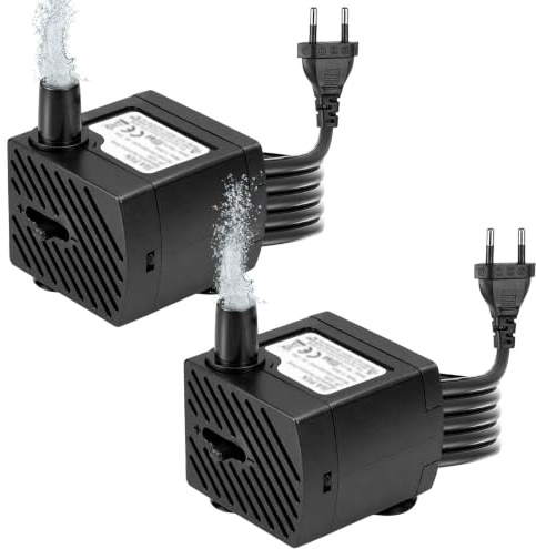 2 Piezas Mini Bomba Agua Sumergible, 180L/H 3W Bomba Sumergible | con Caudal Ajustable y Ventosas Bomba Silenciosa para Acuarios Peceras Estanques Fuentes Decorativas Bebederos de Mascotas
