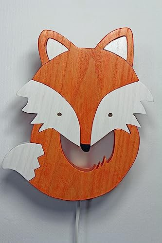 Clevere Kids Kinder-Wandlampe Alle meine Tiere | Handarbeit aus der EU | hochwertige Leselampe, Nachtlicht aus Holz | E14 (Fuchs)