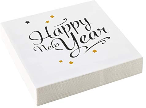 Amscan 9902272 - Servietten Happy New Year, 20 Stück, 33 x 33 cm, Silvester