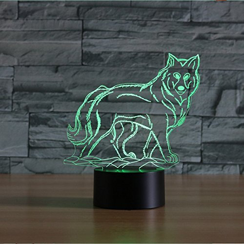HPBN8 Ltd 3D Wolf Illusions LED Lampen Tolle 7 Farbwechsel Acryl berühren Tabelle Schreibtisch-Nacht licht mit USB-Kabel für Kinder Schlafzimmer Geburtstagsgeschenke Geschenk