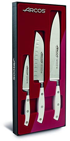Arcos 807600 Juego de Cuchillos, Acero Inoxidable, Blanco, 45x20x5 cm, 3 Unidades
