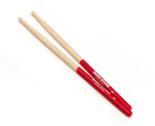 Music Store Hornbeam 5B Drumsticks, Robust mit Black Grip, 40,6 cm Länge, 1,5 cm Durchmesser, Acorn Tip, Warmen Sound, Hochwertige Lackierung, Alternative zu Markensticks